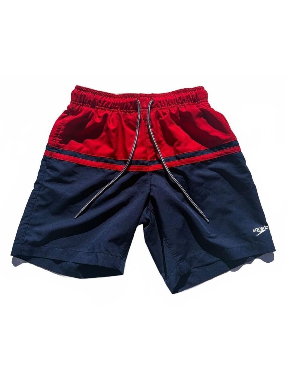 Speedo Men's Small Red Navy Colorblock Swim Trunks Mesh Lined Shorts